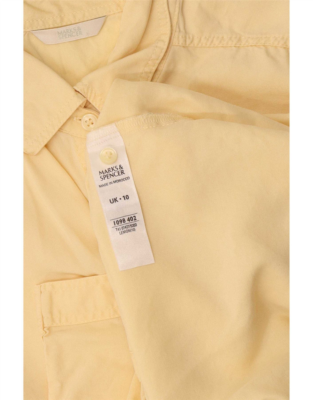 Marks & Spencer kortærmet skjorte til kvinder UK 10 Small Yellow Lyocell
