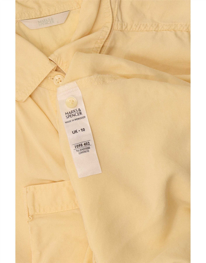 Marks & Spencer kortærmet skjorte til kvinder UK 10 Small Yellow Lyocell