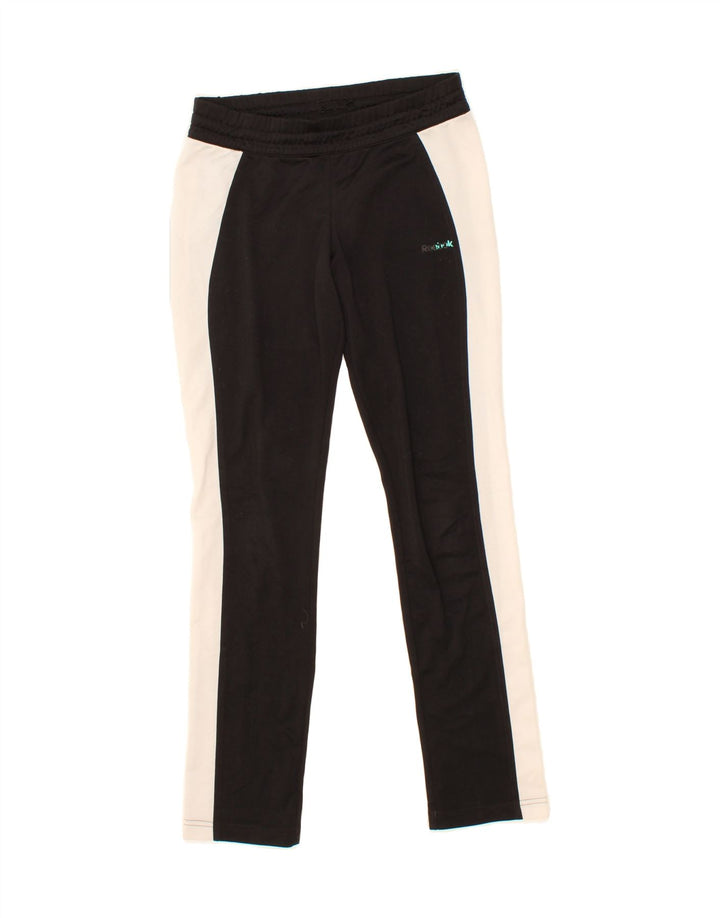REEBOK Womens Leggings UK 8/10 Small  Black Colourblock Polyester Vintage Reebok and Second-Hand Reebok from Messina Hembry 