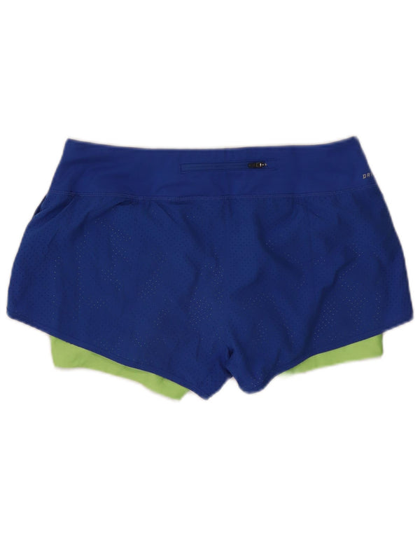 Nike Dame Dri Fit Sports Shorts UK 14 Medium Blue Colourblock Polyester