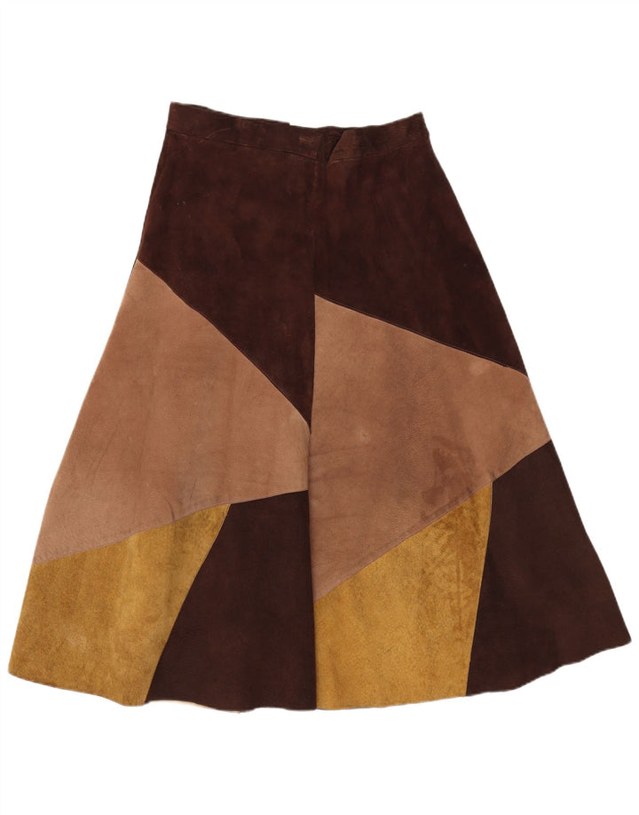 Vintage Dame Ruskind Flared Skirt W30 Medium Brown Colourblock
