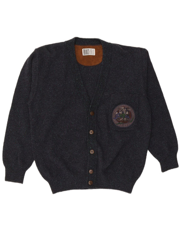 Vintage herre cardigan sweater IT 50 Medium marineblå uld