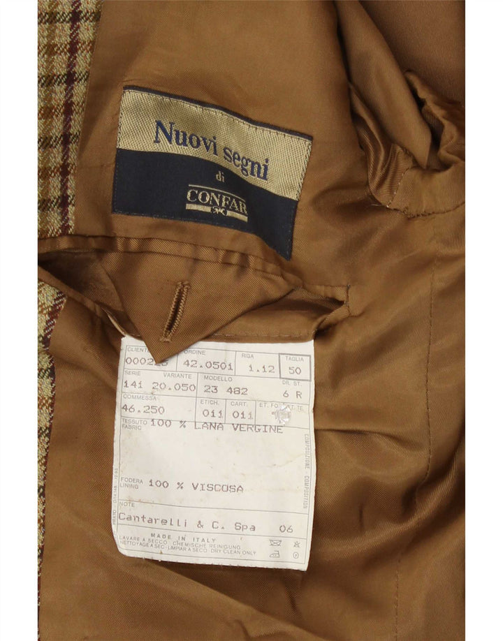 Vintage Herre 2-knaps blazerjakke IT 50 Large Beige Gingham New Wool