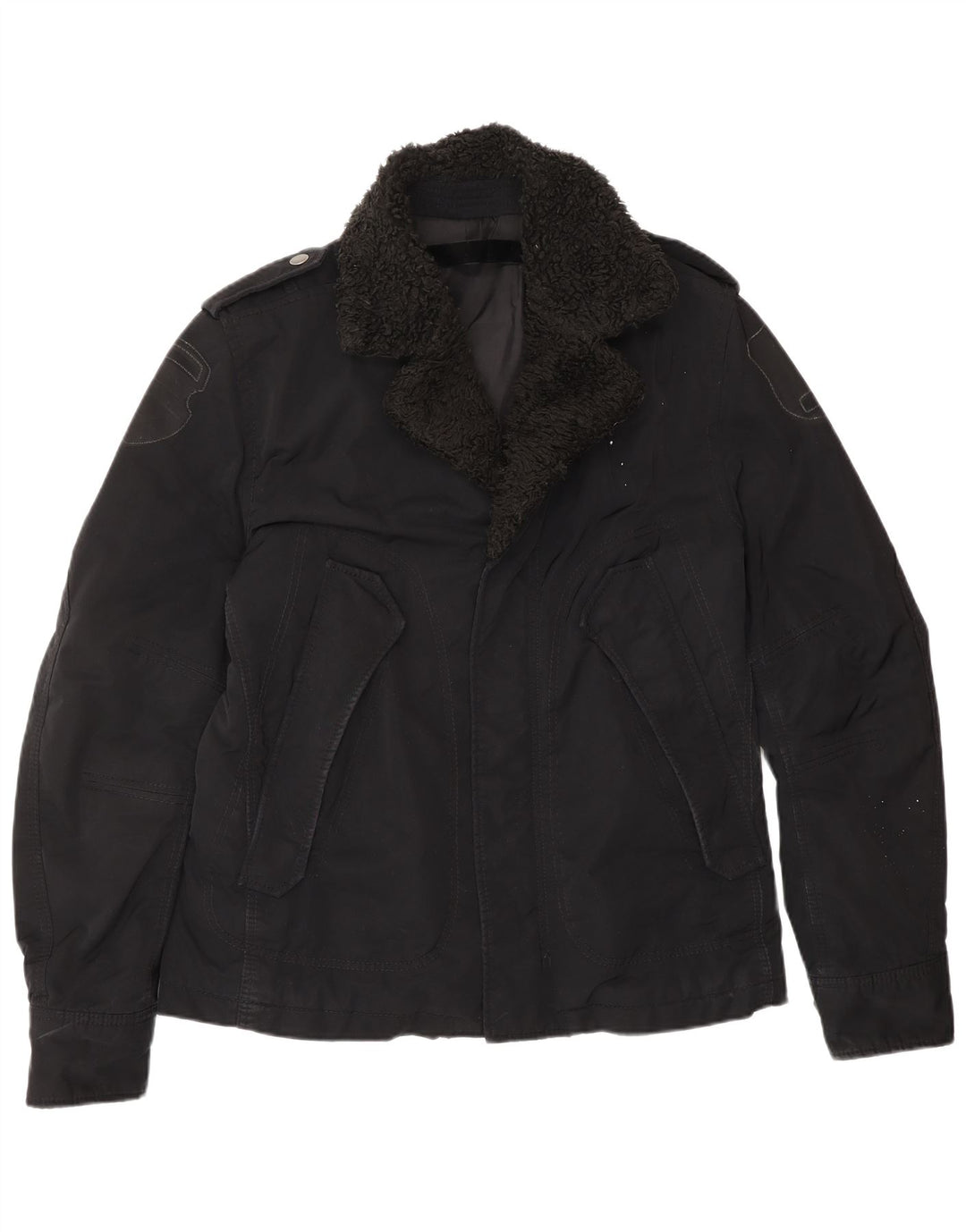 DIESEL Mens Military Jacket UK 40 Large Black Polyester