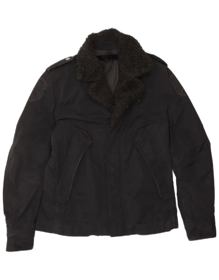 DIESEL Mens Military Jacket UK 40 Large Black Polyester