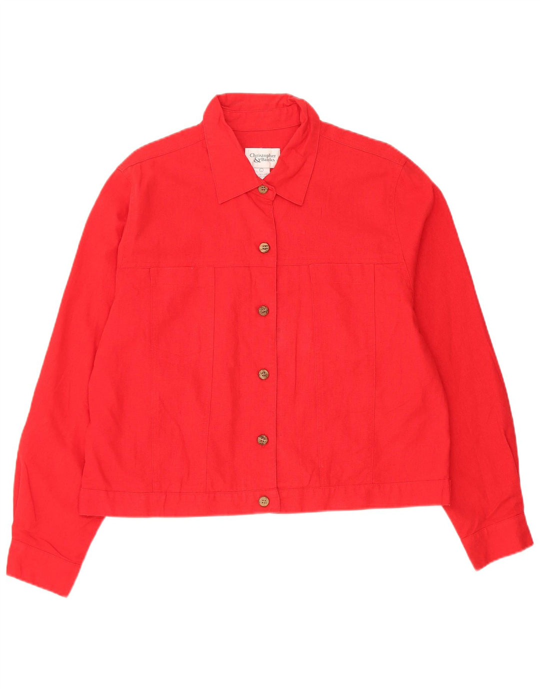 Cristopher & Banks Womens Bomber Jacket UK 16 Large Red Linen
