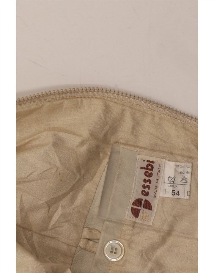ESSEBI Womens Leather Jacket IT 54 2XL Off White Viscose Vintage Essebi and Second-Hand Essebi from Messina Hembry 