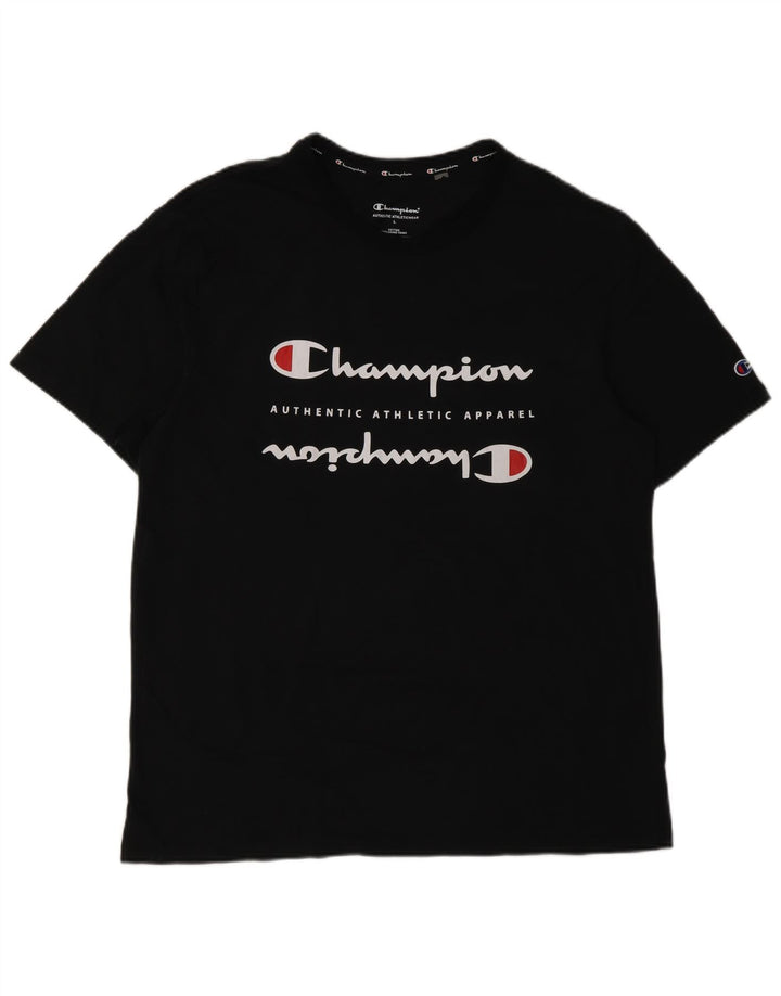 Champion Herre grafisk T-shirt Top Stor sort bomuld