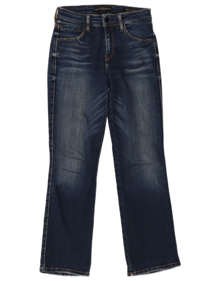 Guess Womens Curvy Straight Jeans W24 L26 Blue Cotton