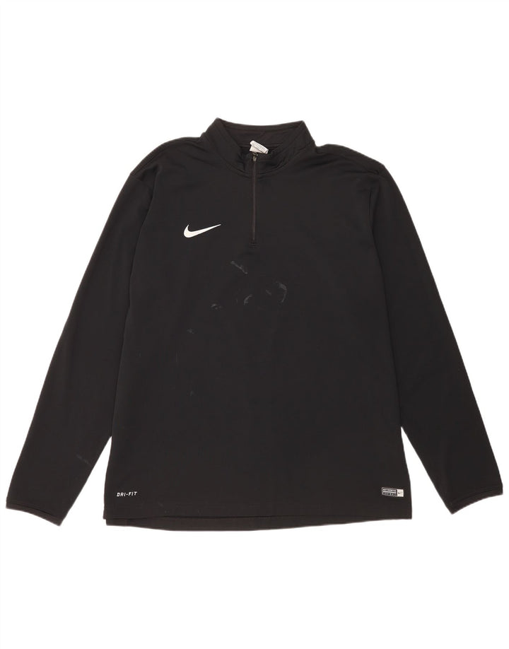 Nike Herre Dri Fit Pullover med lynlås-hals træningsdragt Top 2XL sort polyester