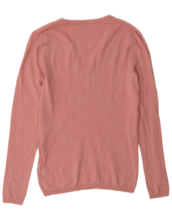 Tommy Hilfiger Dame V-hals sweater UK 6 XS Pink Bomuld