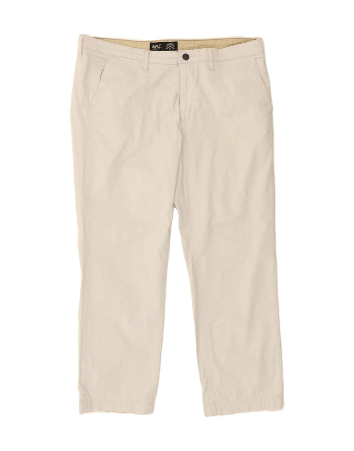 RIFLE Mens Straight Chino Trousers W40 L28 White Vintage Rifle and Second-Hand Rifle from Messina Hembry 