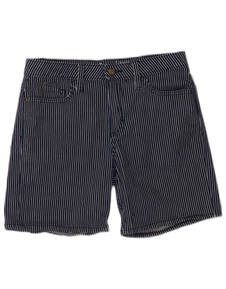 Lee Dame Mid Rise Casual Shorts W30 Medium Navy Blue Pinstripe