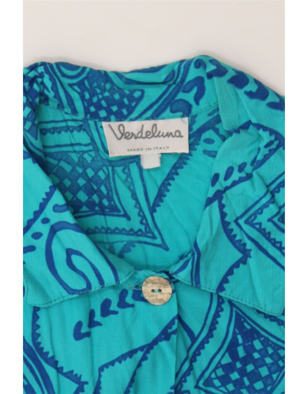 VINTAGE Womens Abstract Pattern Sleeveless Shirt Dress UK 14 Medium Blue Vintage Vintage and Second-Hand Vintage from Messina Hembry 