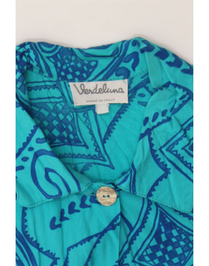 VINTAGE Womens Abstract Pattern Sleeveless Shirt Dress UK 14 Medium Blue Vintage Vintage and Second-Hand Vintage from Messina Hembry 