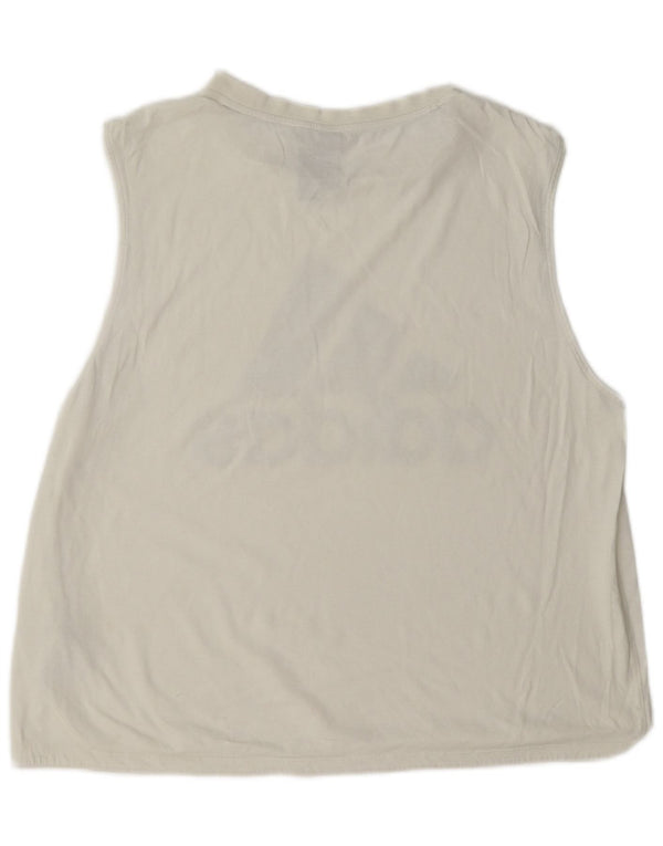 Adidas Dame Grafisk Vest Top UK 16/18 Large White Polyester Sports
