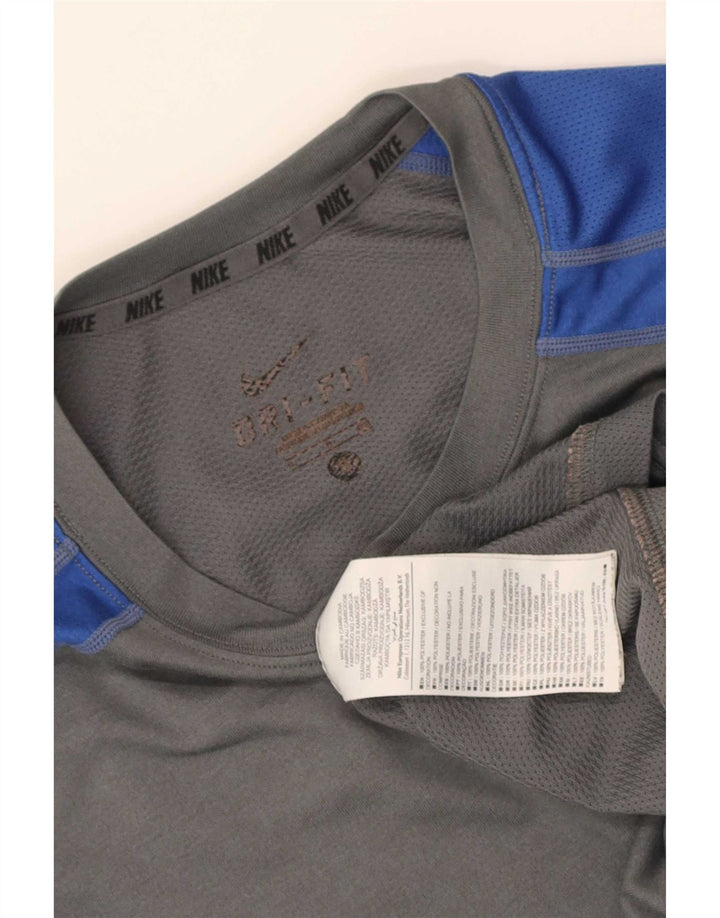 Nike Herre Dri Fit T-Shirt Top Lille Grå Colourblock Polyester