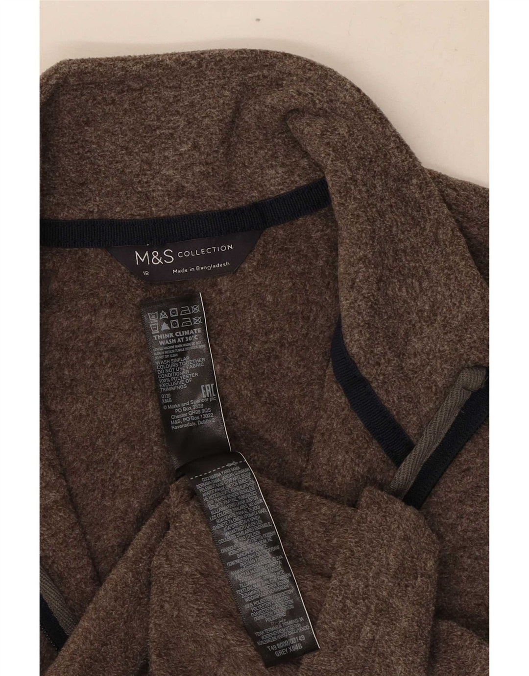 Marks & Spencer Fleecejakke til kvinder UK 18 XL Brun Polyester