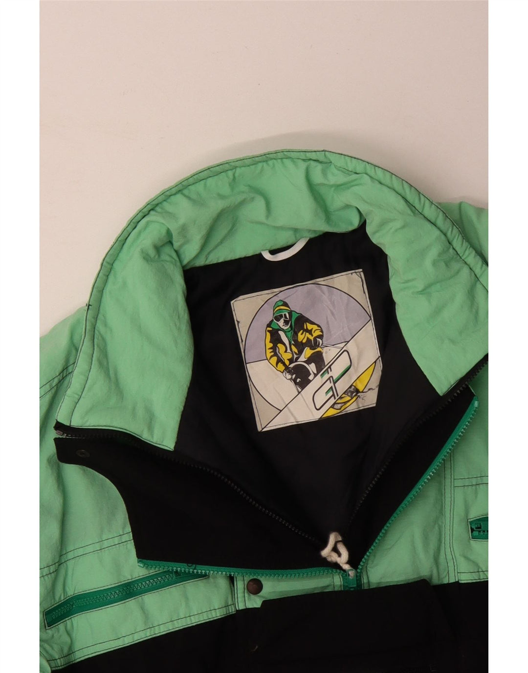 VINTAGE Ski Jumpsuit til mænd Stor turkis farveblok polyamid