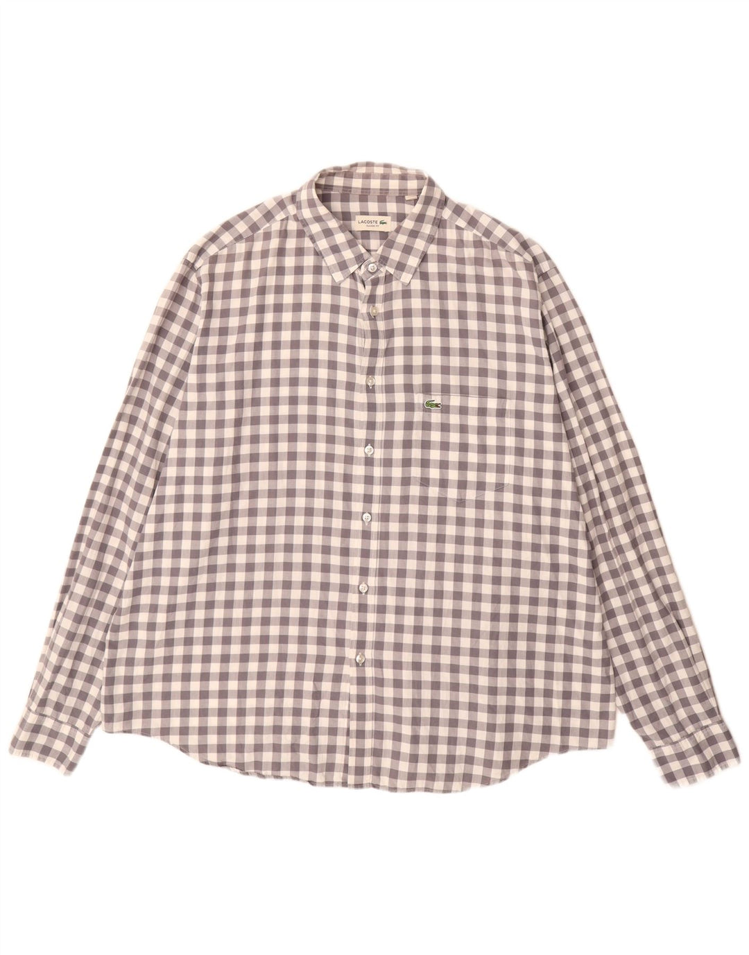Lacoste Herre Classic Fit Skjorte Størrelse 46 2XL Grå Gingham Bomuld