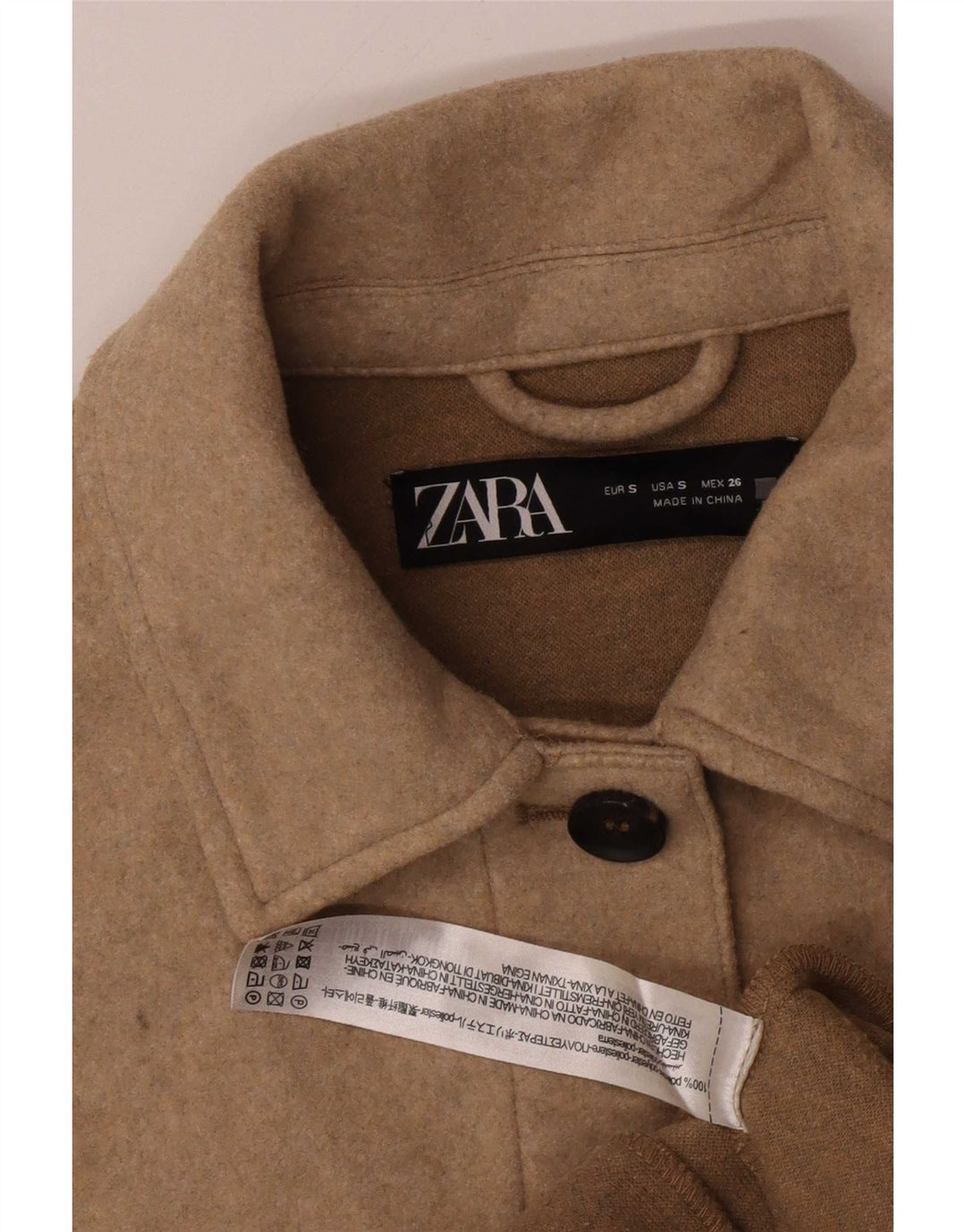 Zara Dame Shacket Oversized Jacket UK 10 Small Brown Polyester