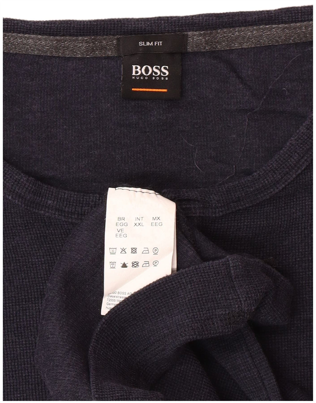 HUGO BOSS Herre Slim Fit Top Langærmet 2XL Marineblå Bomuld