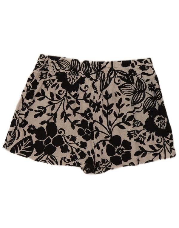 Zara Womens High Waist Hot Pants Large W30 White Floral Viscose