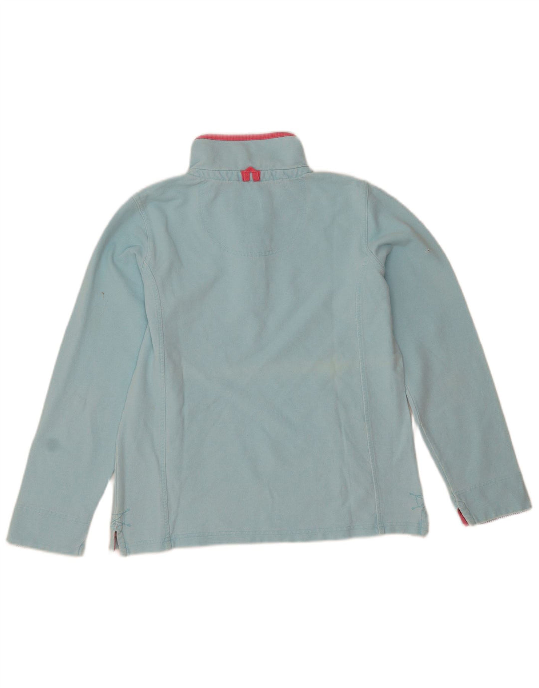 Besætningstøj Dame Button Neck Sweatshirt Jumper UK 12 Medium Blue Bomuld
