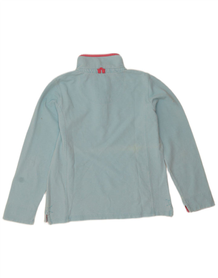 Besætningstøj Dame Button Neck Sweatshirt Jumper UK 12 Medium Blue Bomuld