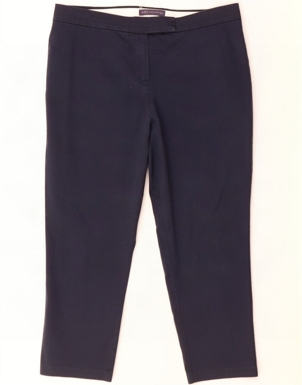 Marks & Spencer Dame Cropped Trousers UK 14 Large W32 L23 Navy Blue