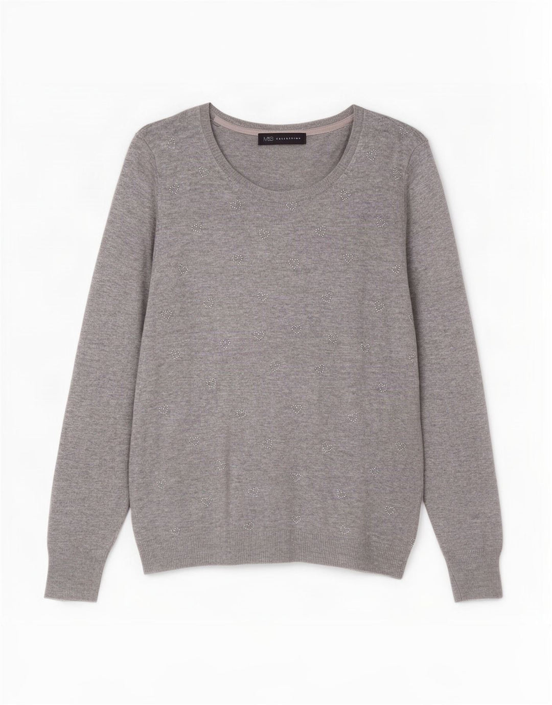 Marks & Spencer Dame Boat Neck Jumper Sweater UK 10 Small Grey Flecked