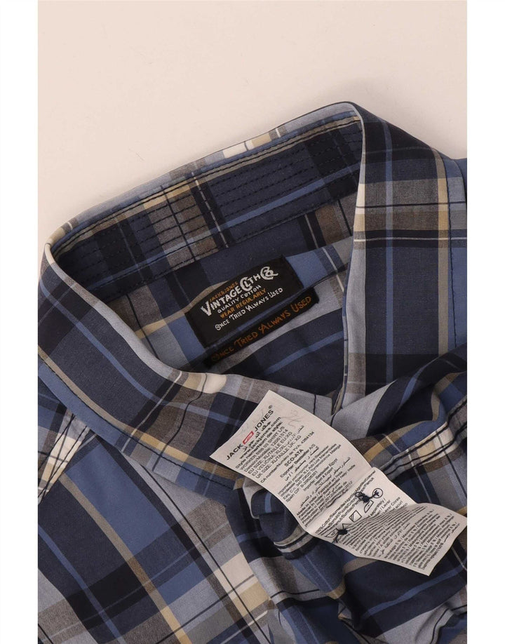 Jack & Jones herreskjorte XL blå ternet bomuld