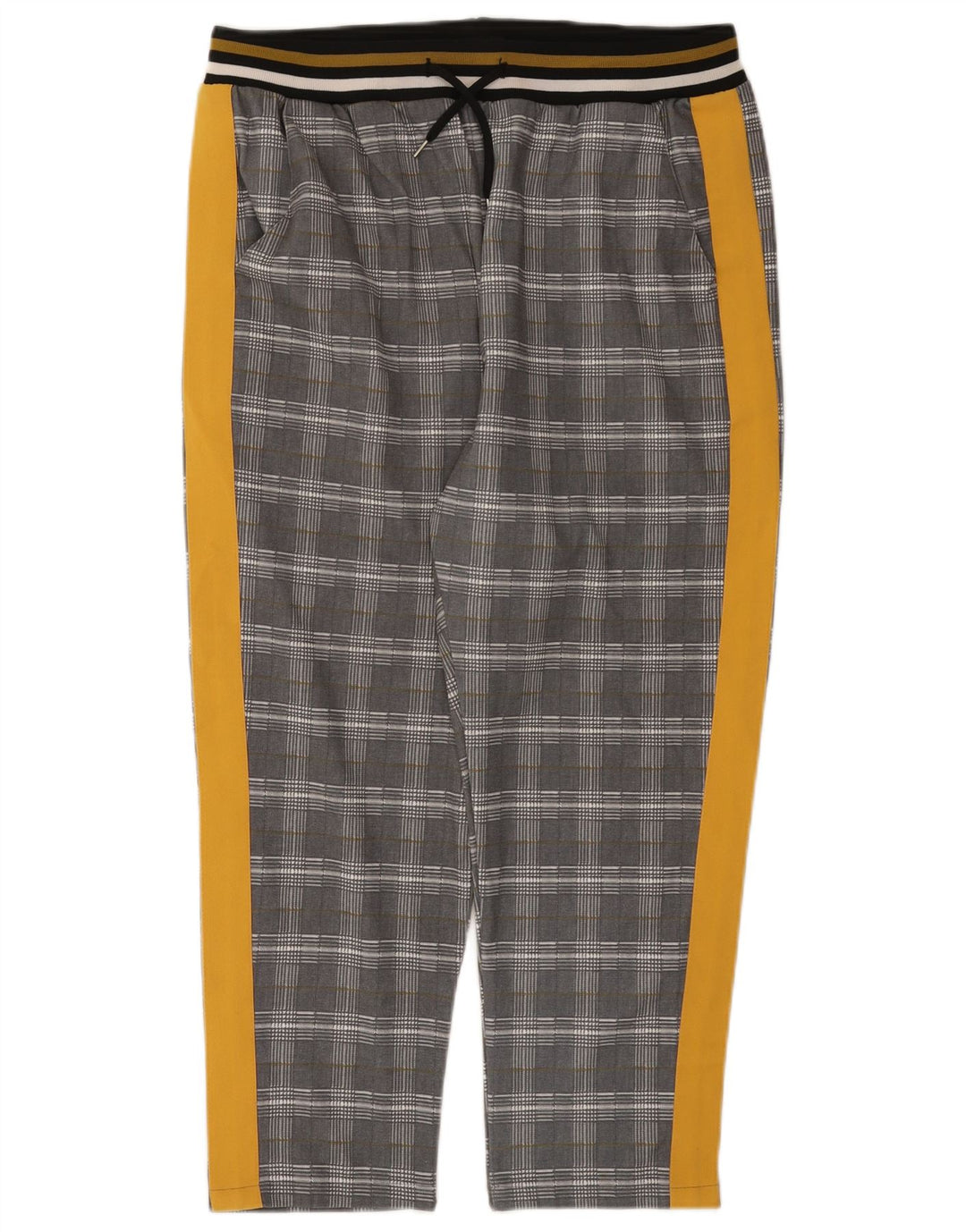 Zara Womens Crop træningsdragt Bukser UK 14 Large Grey Ternet Polyester