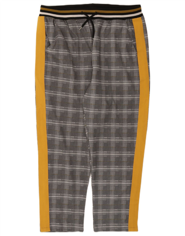 Zara Womens Crop træningsdragt Bukser UK 14 Large Grey Ternet Polyester