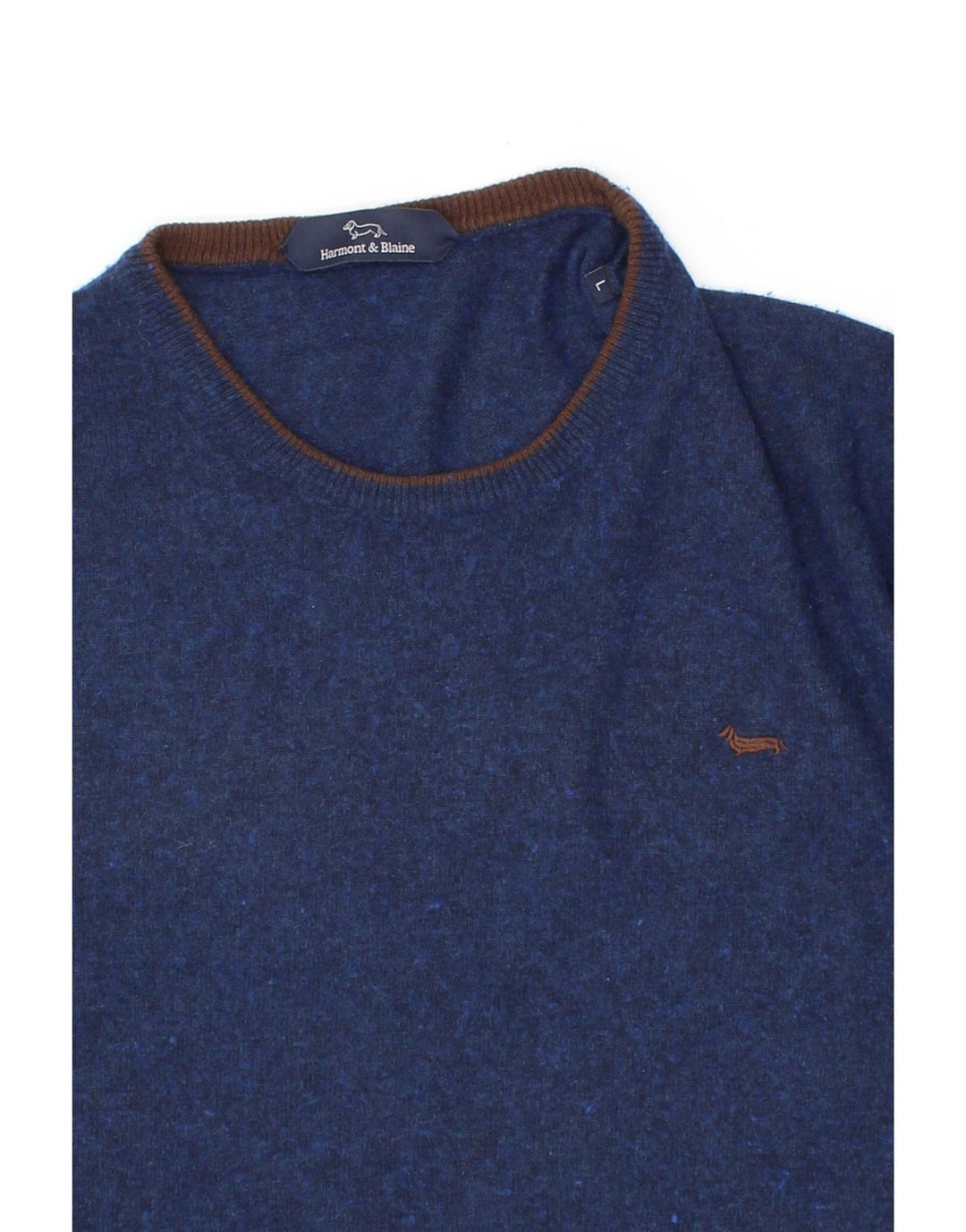 HARMONT & BLAINE Herre sweater med rund hals, stor marineblå uld