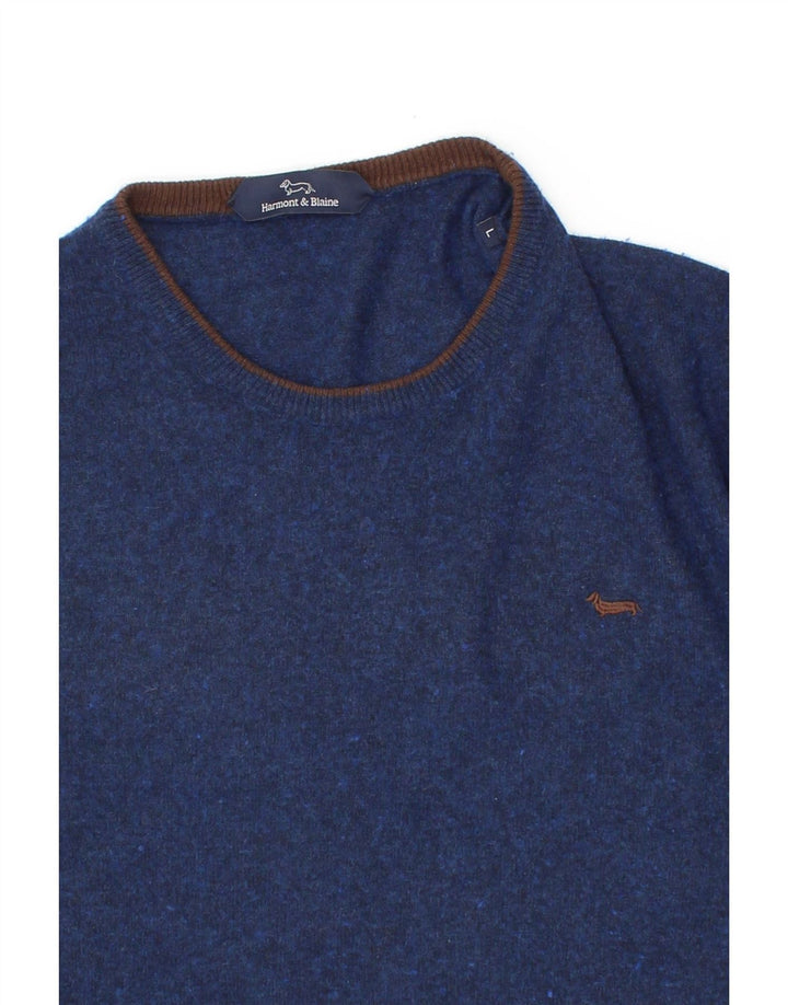 HARMONT & BLAINE Herre sweater med rund hals, stor marineblå uld