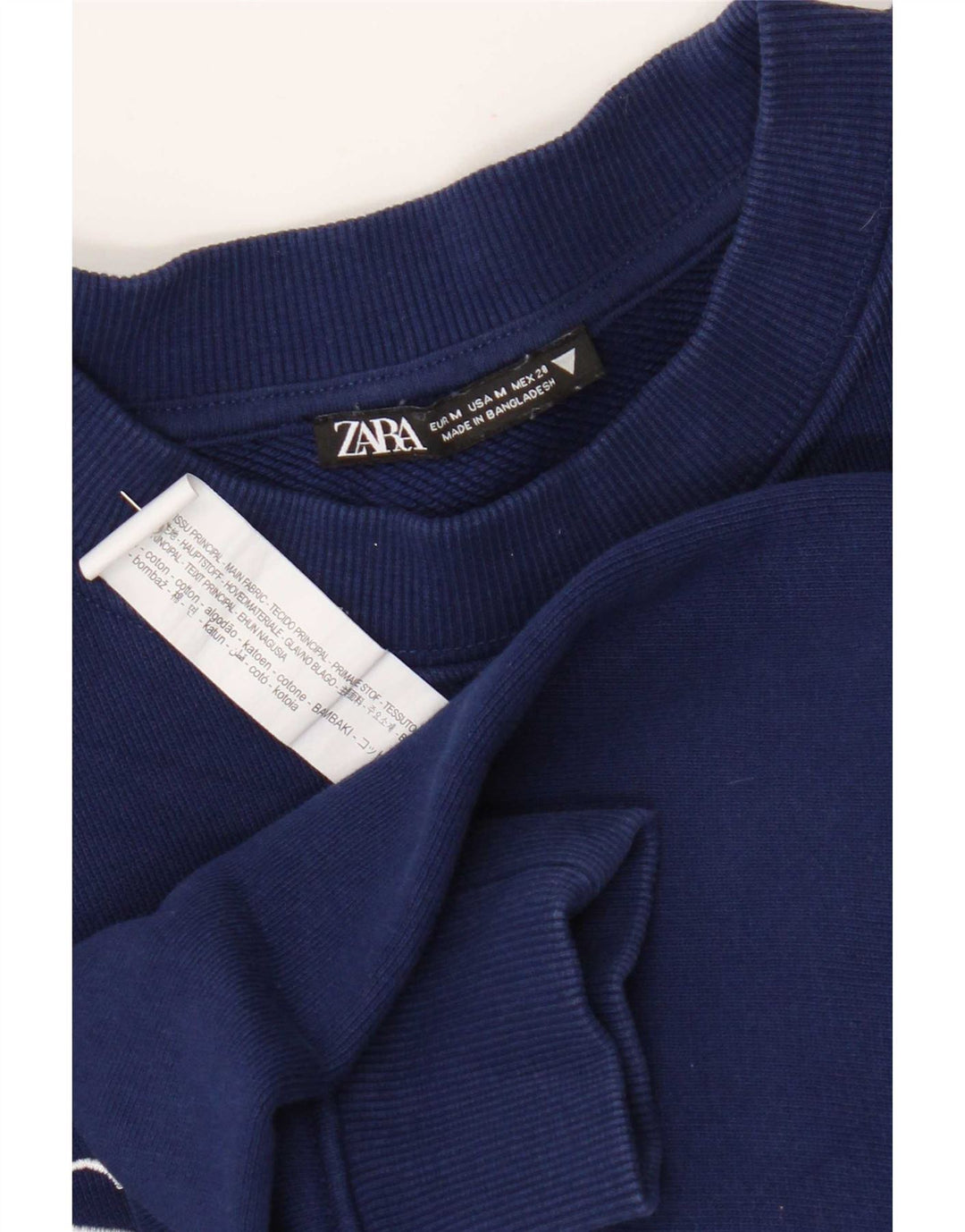 Zara Graphic Sweatshirt Jumper UK 14 Medium Navy Blue Bomuld