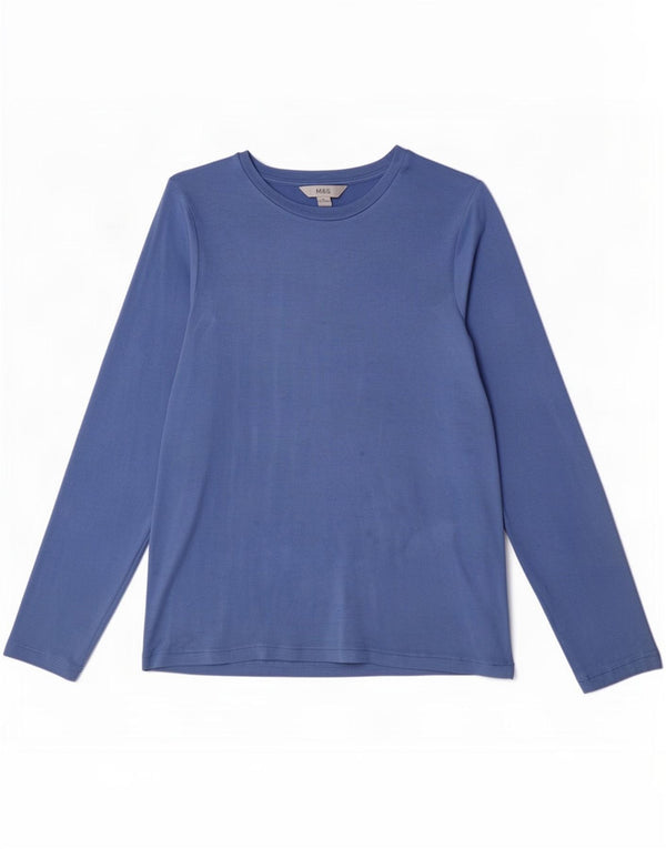 Marks & Spencer Dametop Langærmet UK 16 Large Blue Viscose