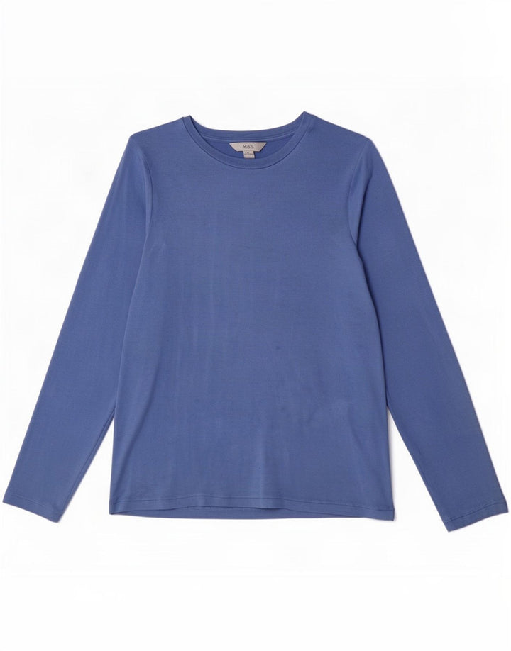 Marks & Spencer Dametop Langærmet UK 16 Large Blue Viscose