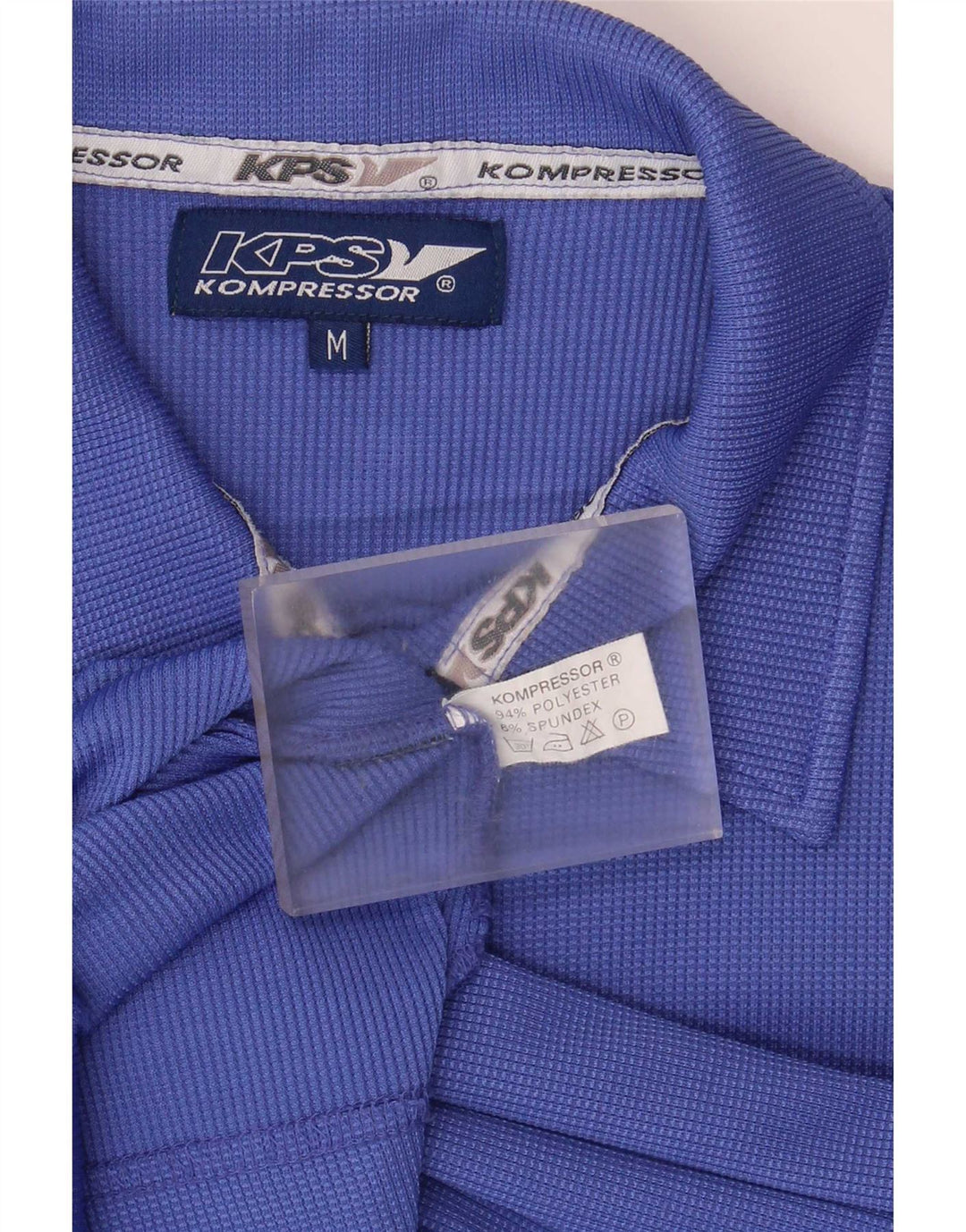 Vintage kortærmet militærskjorte til mænd mellemblå polyester