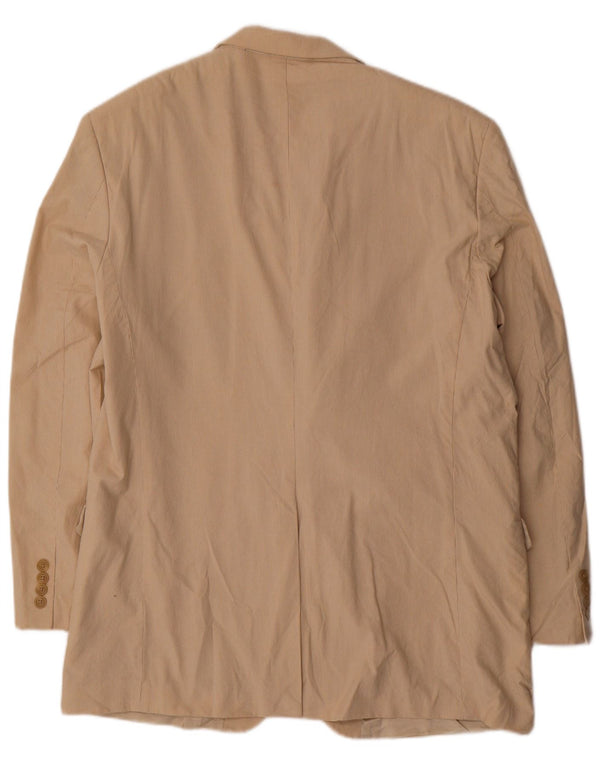 Chaps Herre 2 Button Blazer Jacket UK 44 2XL Beige Nålestribet Bomuld