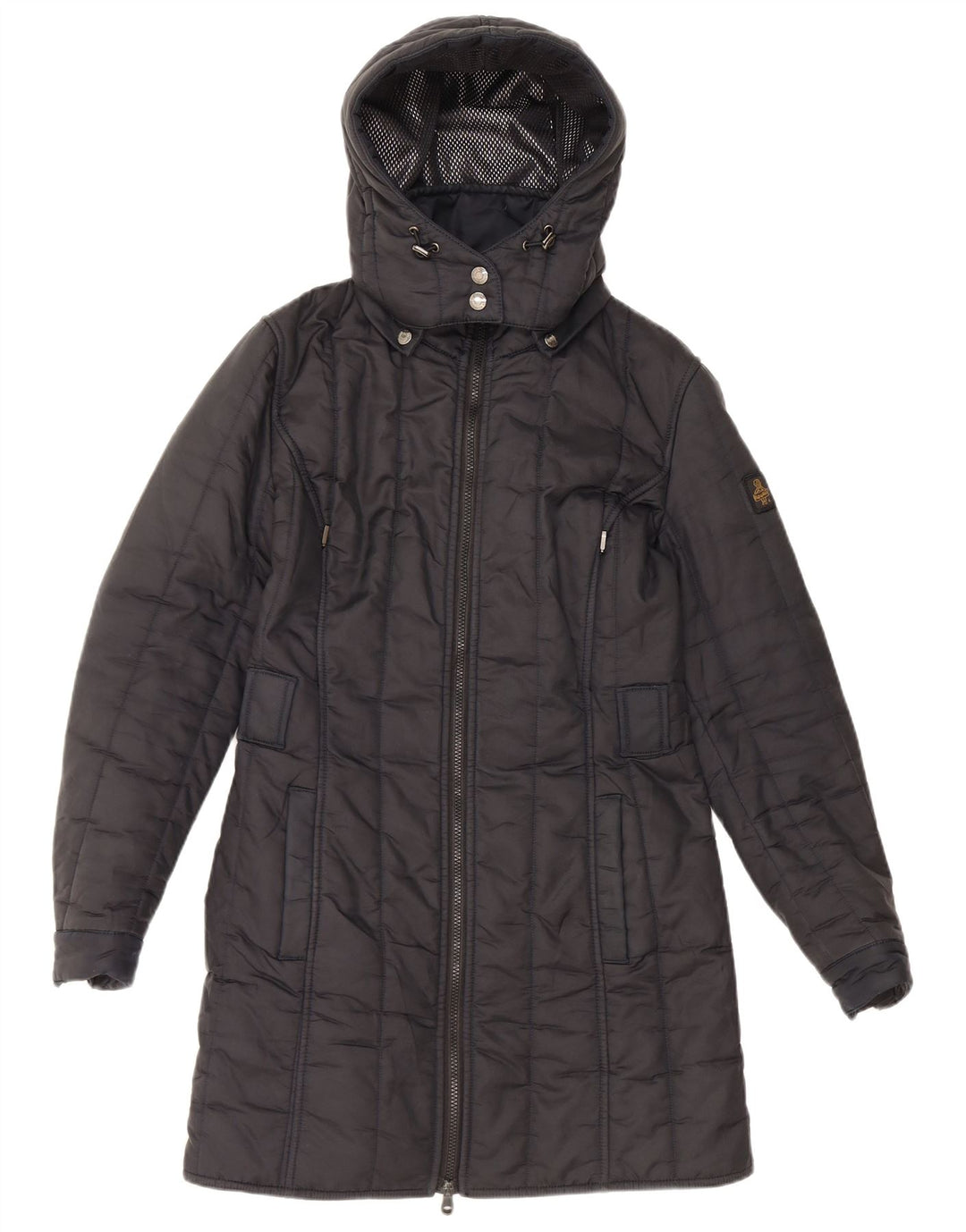 REFRIGIWEAR Dame hætte polstret frakke UK 14 medium marineblå polyamid