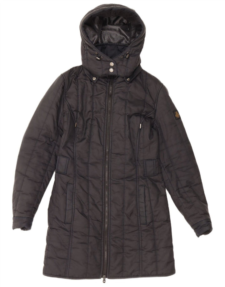 REFRIGIWEAR Dame hætte polstret frakke UK 14 medium marineblå polyamid