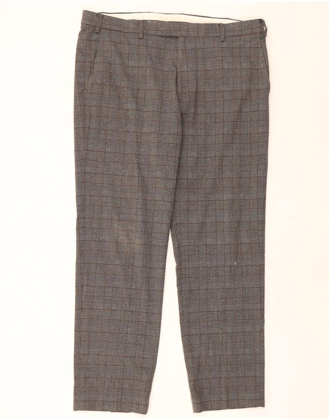 Marks & Spencer Herre Regular Fit Suit Bukser W38 L31 Grå ternet polyester