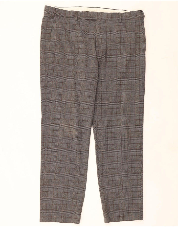 Marks & Spencer Herre Regular Fit Suit Bukser W38 L31 Grå ternet polyester