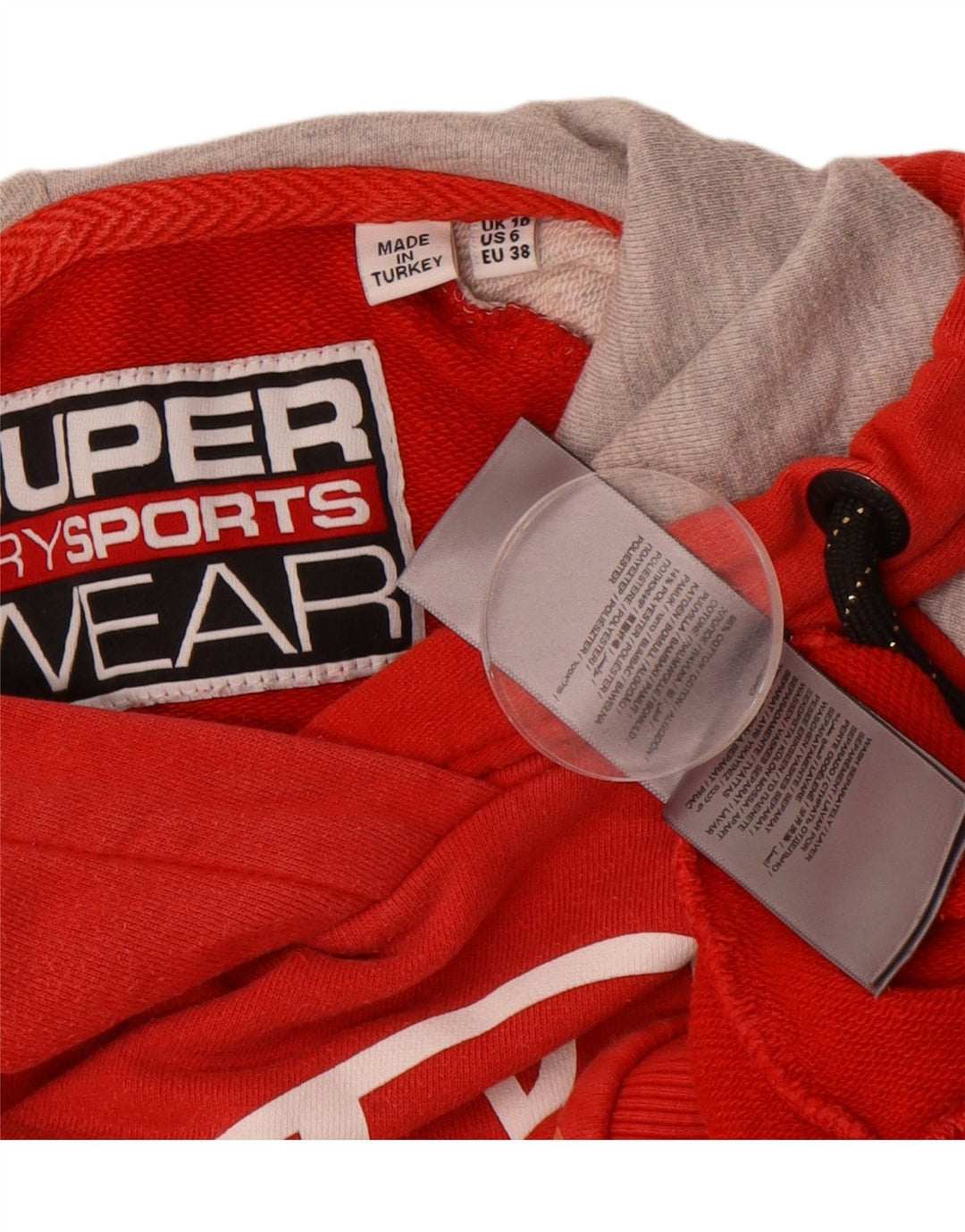 SUPERDRY Womens Oversized Hoodie Jumper UK 10 Small  Red Colourblock