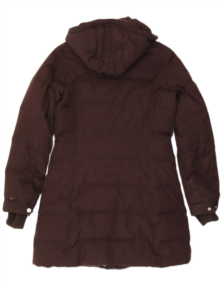 Tommy Hilfiger Dame Hætte Polstret Frakke UK 14 Medium Brun Polyester