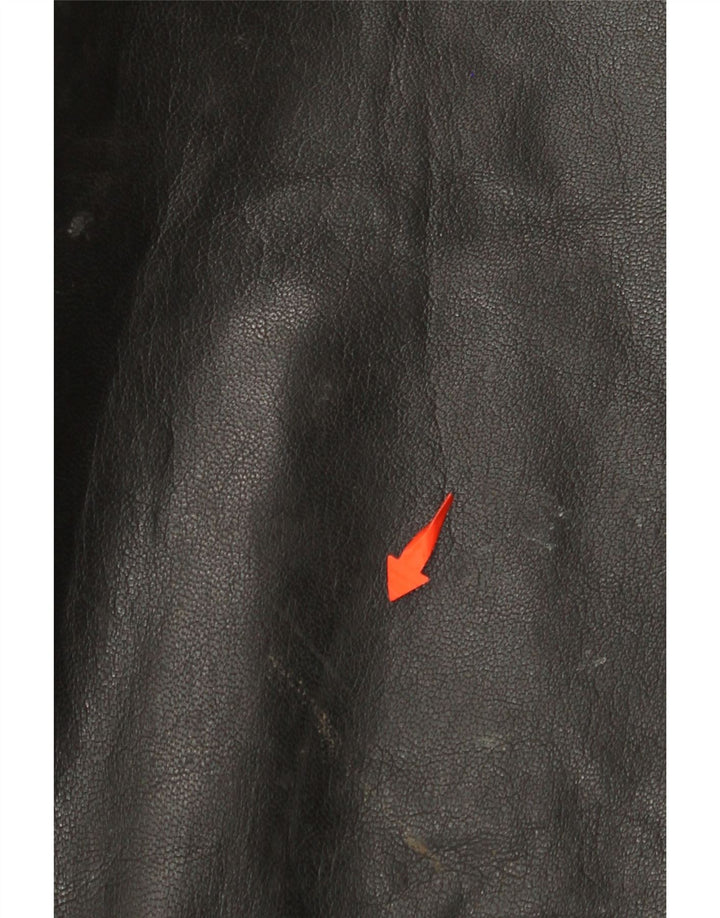 VINTAGE Lige læderbukser til mænd W31 L30 Sort