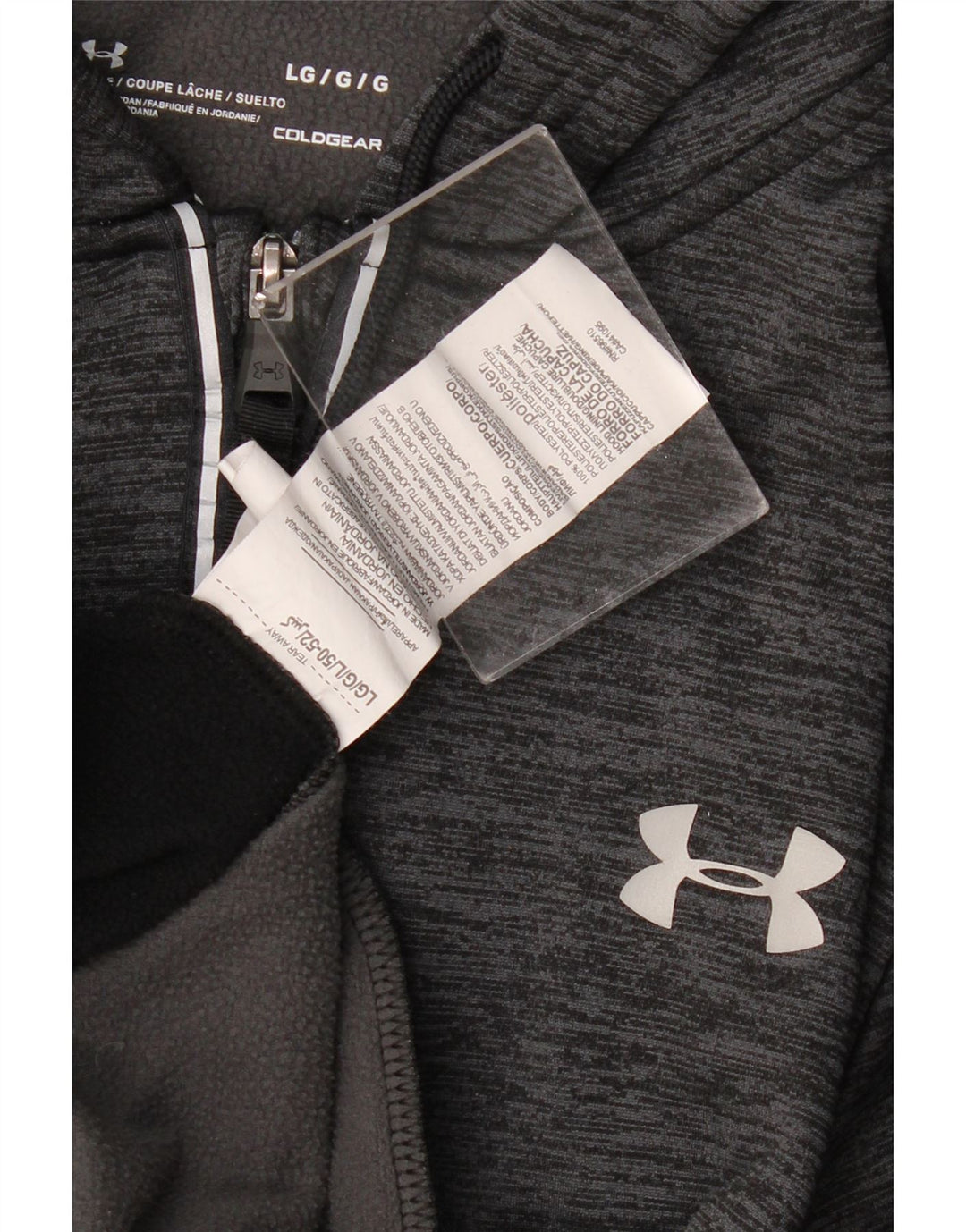 Under Armour Herre Cold Gear Zip Hoodie Sweater Large Grå Colourblock