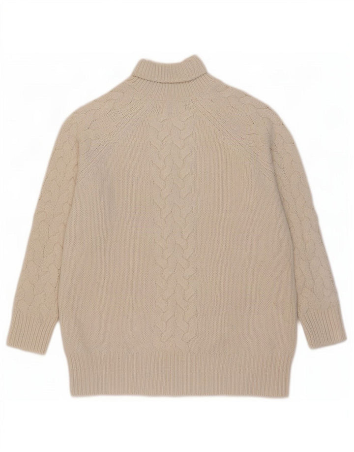 Marks & Spencer Dame Turtle Neck Jumper Sweater UK 16 Stor Beige Akryl